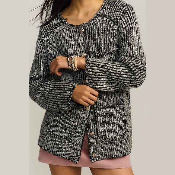 NEW Sizes S, M Womens Patch-Pocket Marled Cardigan Sweater, By Anthropologie - Picture 4 of 4